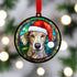 Greyhound in Santa Hat Suncatcher Decoration